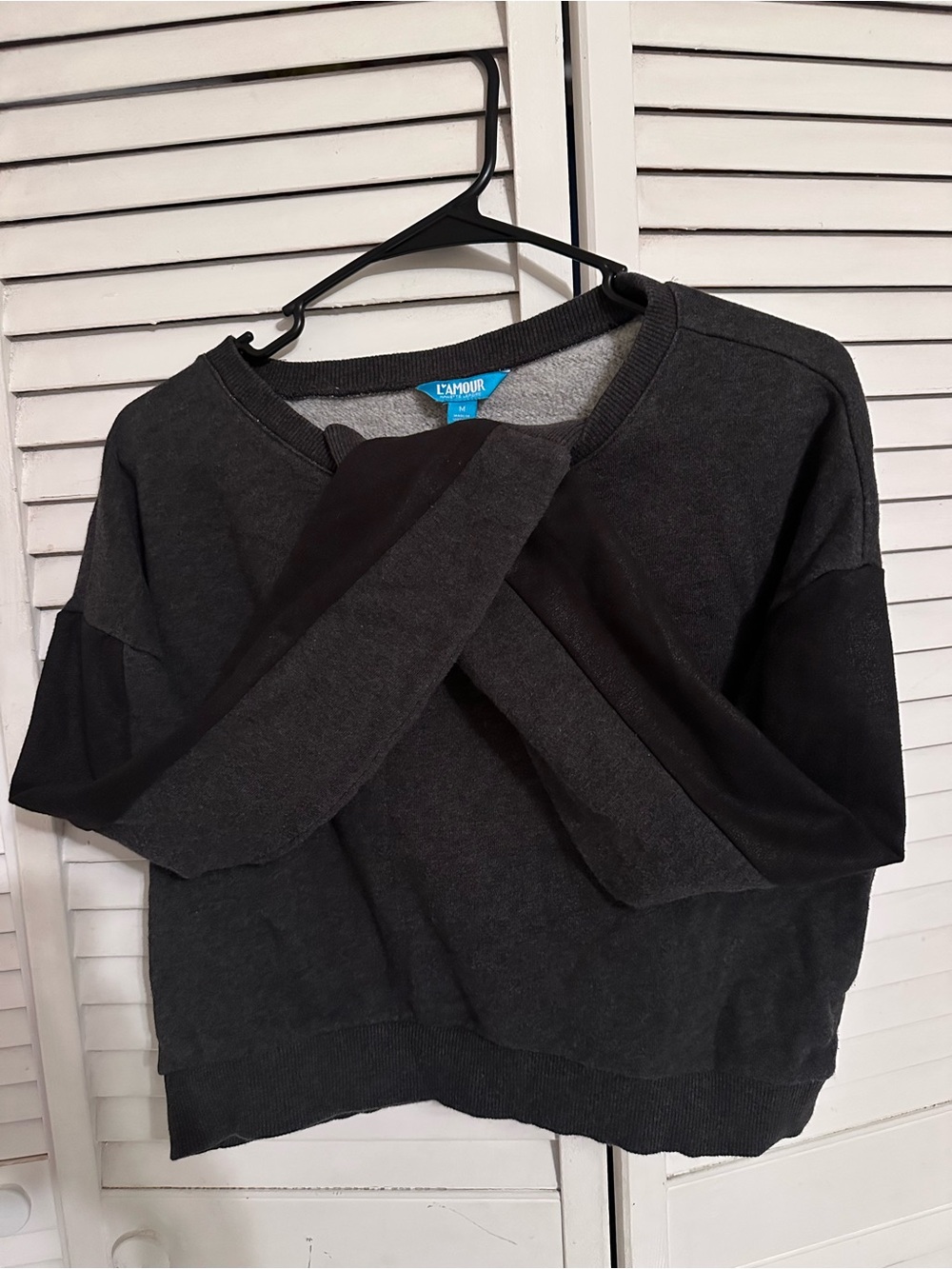 Nanette Lepore Charcoal Two-Tone Crewneck Sweater